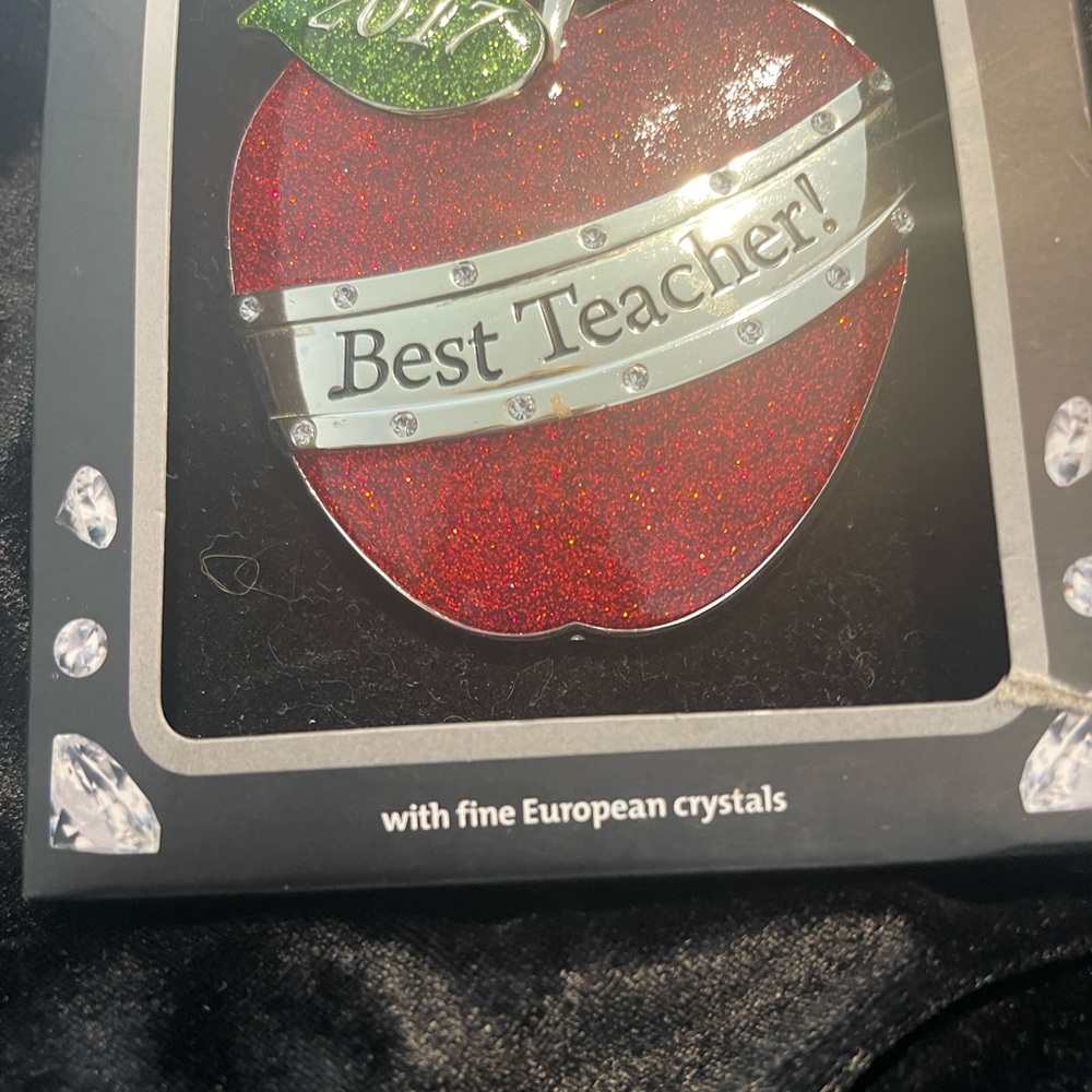 NIB Studio Design Silver Plated Best Teacher Ornament